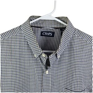Chaps Gingham Button Down Short Sleeve Casual Shirt Mens Large